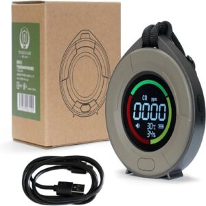 كاشف أول أكسيد الكربون المحمول Sawada Tent – جهاز 3 في 1 مع قياس الحرارة والرطوبة وبطارية 1000mAh