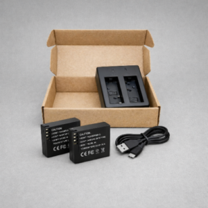 Action Camera Battery Kit – Dual USB Charger with 2× 1100mAh Li-ion Batteries