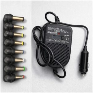 80W Universal Car Laptop Charger with 8 Tips – Adjustable DC 15V-24V