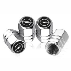 Opel Car Tire Valve Stem Caps – Silver Metal Dust Covers (4 PCS)