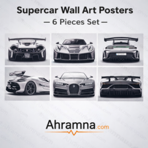 Supercar Canvas Wall Art Posters Set (6 Pieces) – McLaren, Ferrari, Porsche, Koenigsegg, Bugatti, Lamborghini