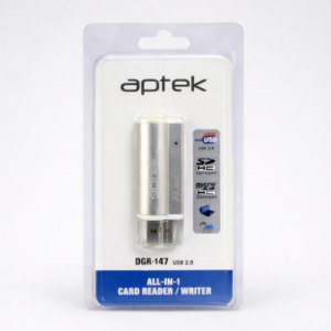 قارئ كروت ذاكرة USB متعدد الاستخدامات Aptek DGR-147 – قارئ بطاقات All-in-1 USB 2.0