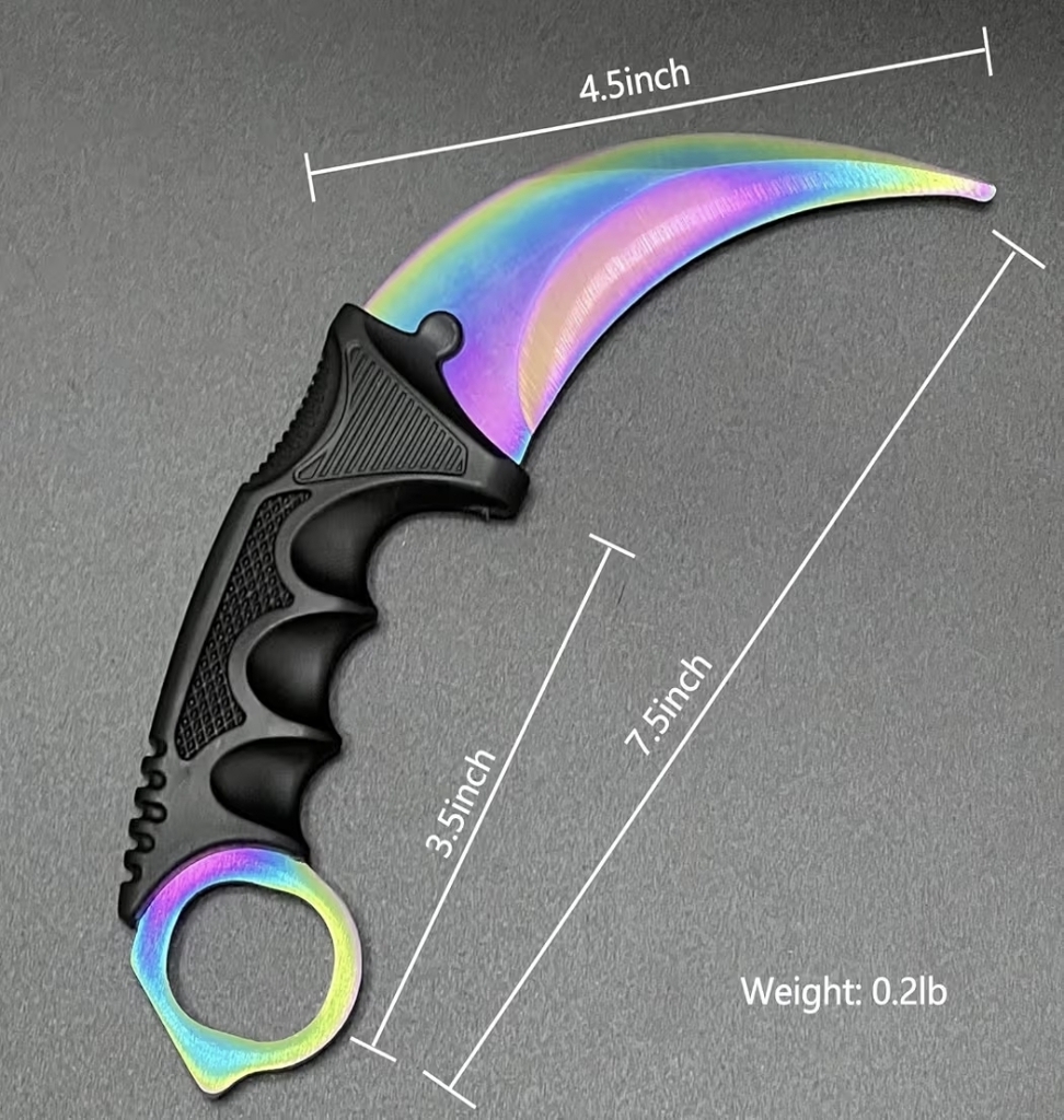 Rainbow Fixed Blade Practice Trainer with Sheath – Curved Unsharp Display Tool - الصورة 4