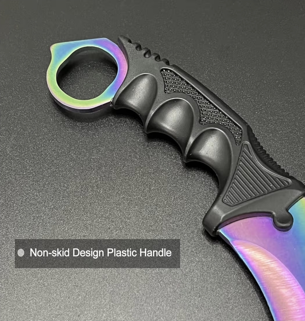 Rainbow Fixed Blade Practice Trainer with Sheath – Curved Unsharp Display Tool - الصورة 3