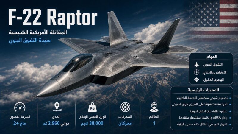 F-22 Raptor.. المقاتلة الشبحية التي غيّرت مفهوم السيطرة الجوية