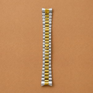 20mm Two-Tone Stainless Steel Watch Band – Curved End Bracelet with Folding Clasp