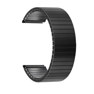 FERNBE One-Piece Stainless Steel Expander Stretch Metal Watch Band Strap 20mm with Adjustment Tool Kit – Black