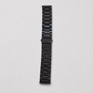 22mm Black Stainless Steel Watch Matte Metal Strap with Folding Clasp