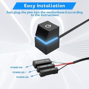 Desktop PC Power Switch with 2M Extension Cable & 7-Color LED Light
