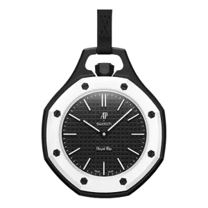 Royal Pop Luxury Pendant Watch – Black Dial with White Bezel