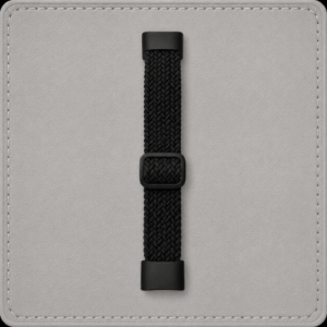 Elastic Braided Nylon Strap for Fitbit Charge 6 – Black Adjustable Band