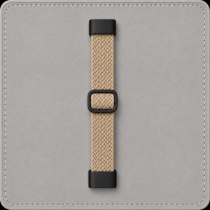 Elastic Braided Nylon Strap for Fitbit Charge 6 – Light Sand Beige Adjustable Band