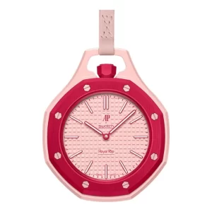 Royal Pop Luxury Pendant Watch – Light pink color with a dark pink bezel and silver details on the dial.
